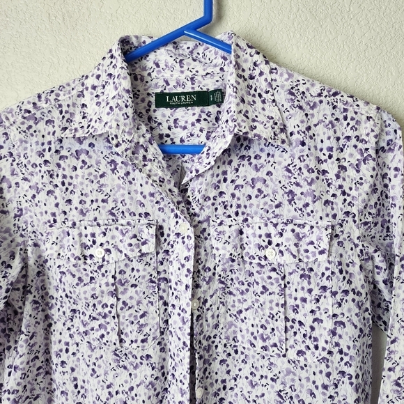 LAUREN RALPH LAUREN Micro Ditsy‎ Floral Button Up Shirt Coquette Cottagecore S - Picture 8 of 8